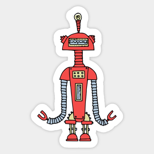 BOTTIE : Retro Robot Sticker by krisevansart